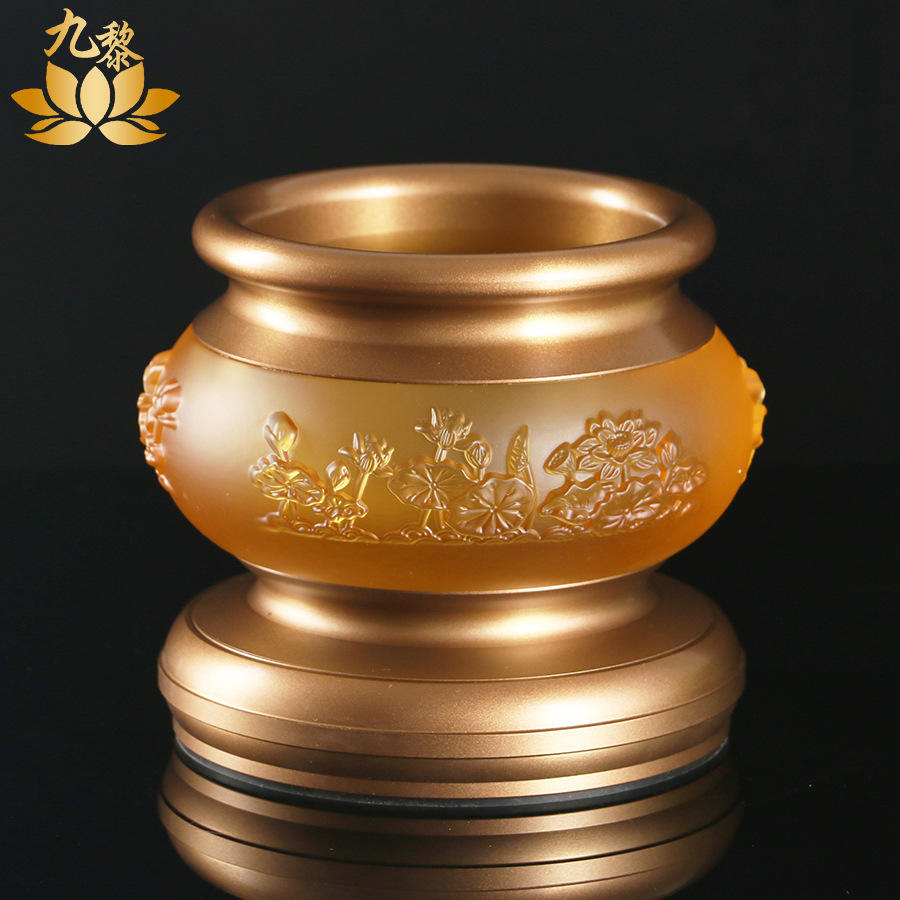 【佛堂用具】 古法琉璃摆件 香炉 薰香炉 琉璃香炉