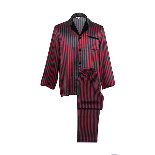 MANITO 男士条纹丝绒睡衣套装 红黑条纹 商品图0