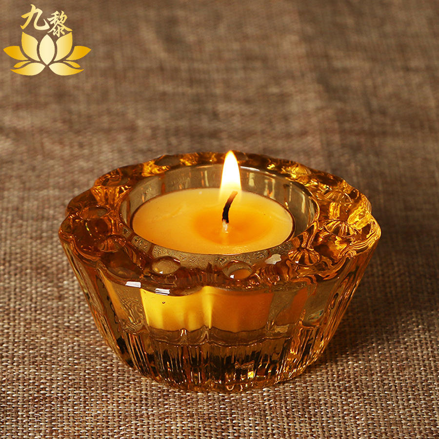 【佛堂用具】古法琉璃清光莲篷烛台 酥油灯座 琉璃