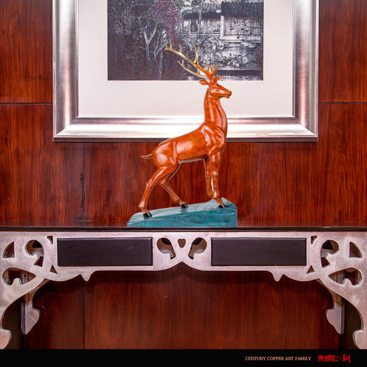 朱炳仁铜 铜工艺 高瞻远瞩 吉祥鹿家居饰品 艺术品摆件 礼品 商品图2