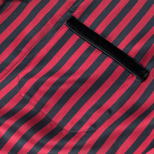 MANITO 男士条纹丝绒睡衣套装 红黑条纹 商品图3