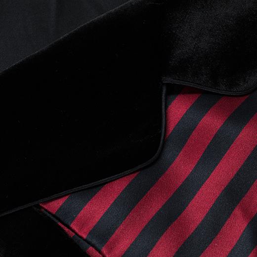 MANITO 男士条纹丝绒睡袍 红黑条纹 商品图1