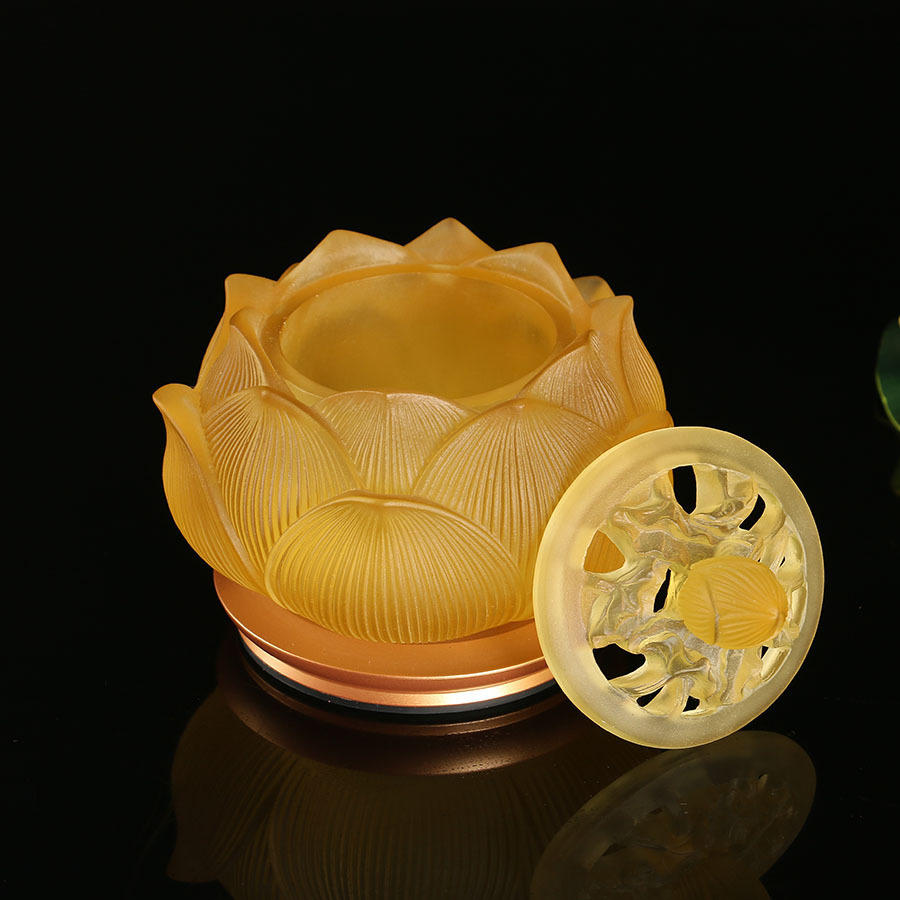 【佛堂用具】佛教用品古法琉璃宝莲薰香炉 香炉檀香炉