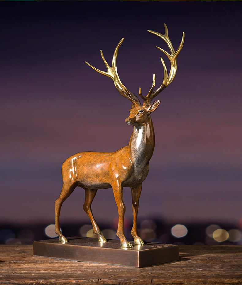 朱炳仁铜福寿有鹿吉祥鹿铜家居饰品工艺品摆件馈赠礼品