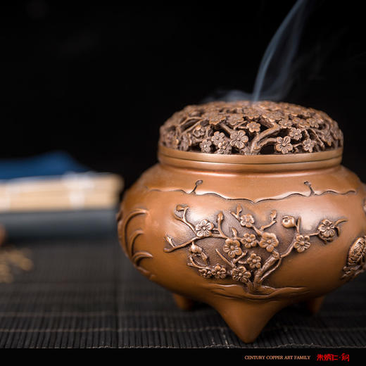 朱炳仁铜四季炉铜熏香炉佛教用品装饰品摆件紫铜禅炉