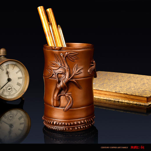 朱炳仁铜 蝉竹笔筒艺术摆件家居装饰书房精品收藏 商品图4