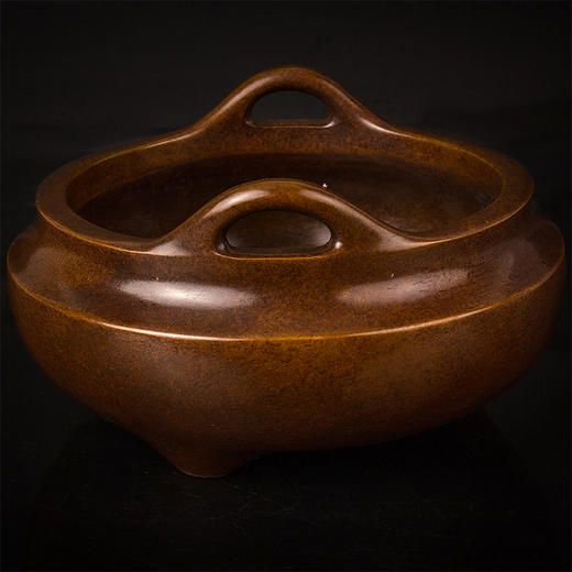 朱炳仁铜冲耳乳足炉 精铜大明仿古宣德炉香炉摆件工艺艺术品