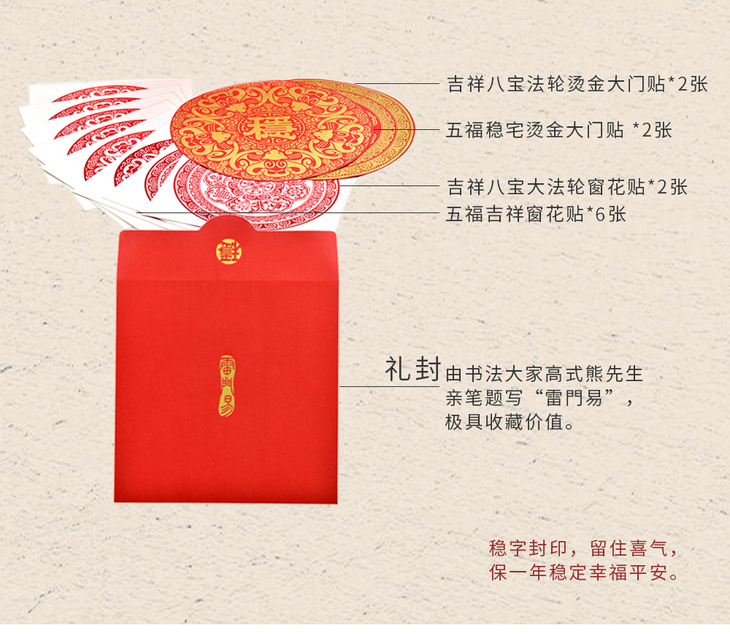 限时预售】雷門易挥春窗花门贴组合礼封