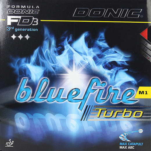 DONIC多尼克蓝火M1 Turbo乒乓球胶皮M1加硬型13011蓝色火焰德系高弹内能涩性反胶乒乓套胶 商品图0