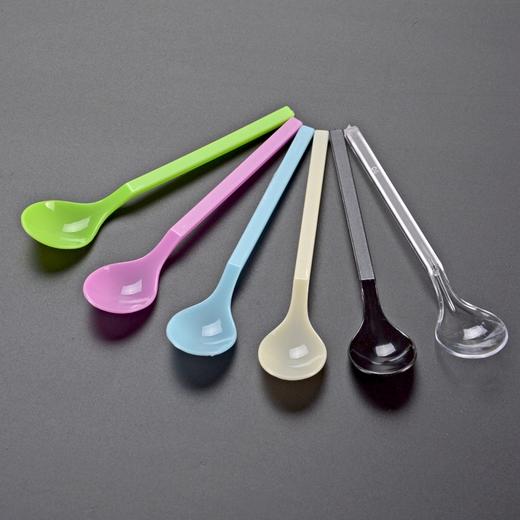 喇叭花一次性勺子冰淇淋勺甜品塑料酸奶长柄勺蛋糕奶昔搅拌100个 商品图1