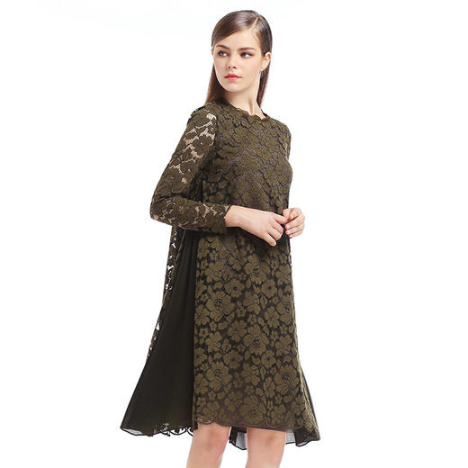 EITIE爱特爱女装春季纱网绣花假两件宽松镂空裙连衣裙5607335 商品图3