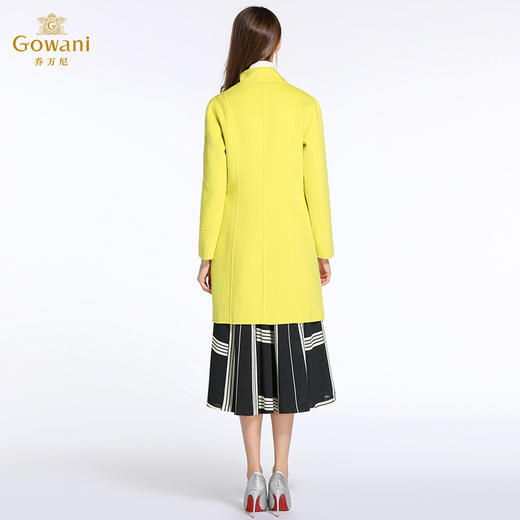 乔万尼秋冬简约时尚不对称领羊毛呢大衣女中长款外套E144A835 商品图2