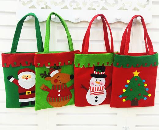 【礼物袋】*圣诞节装饰糖果袋书袋圣诞节礼物袋 加厚手工缝制圣诞节礼物袋 商品图0