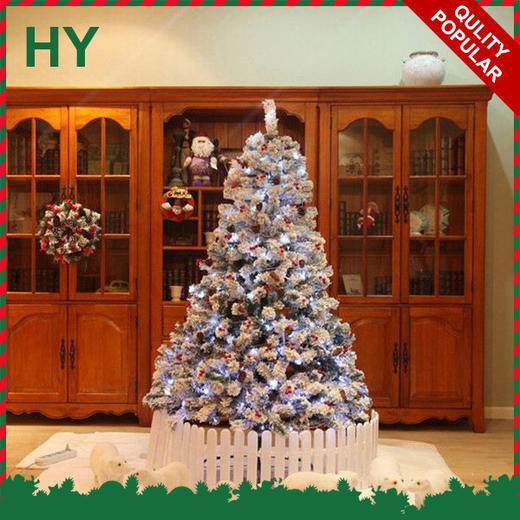 【圣诞树】*光纤圣诞树PVC圣诞节植绒树 圣诞节雪花植绒圣诞装饰仿真树 商品图0
