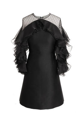 丝毛叠纱长袖礼服（预售尺码 10天后发货）