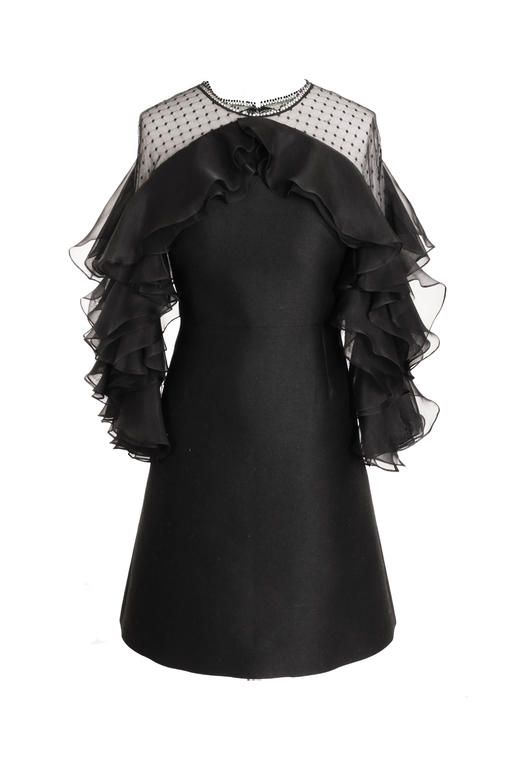 丝毛叠纱长袖礼服（预售尺码 10天后发货） 商品图0