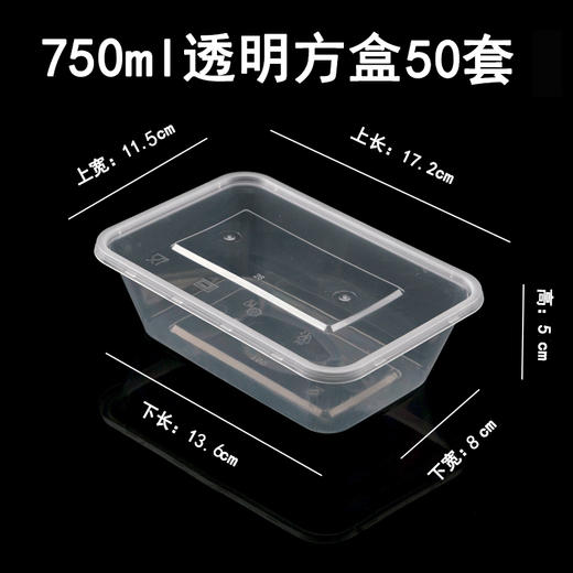 喇叭花一次性餐盒1000ML塑料透明方盒外卖打包盒快餐盒保鲜打包碗 商品图12
