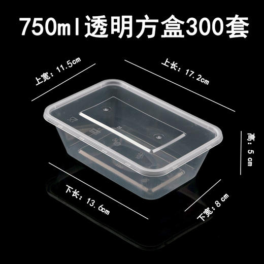 喇叭花一次性餐盒1000ML塑料透明方盒外卖打包盒快餐盒保鲜打包碗 商品图5