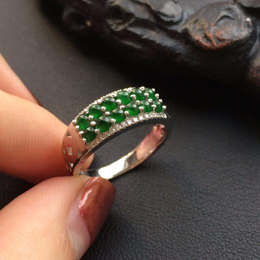 【73629】翡翠冰种阳绿蛋面排戒