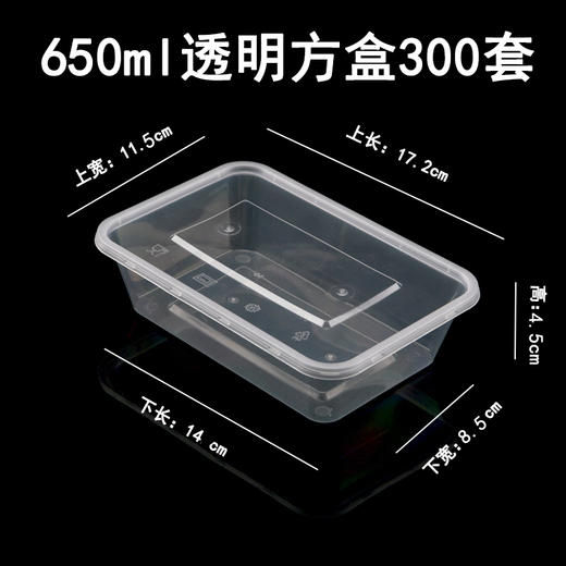 喇叭花一次性餐盒1000ML塑料透明方盒外卖打包盒快餐盒保鲜打包碗 商品图11