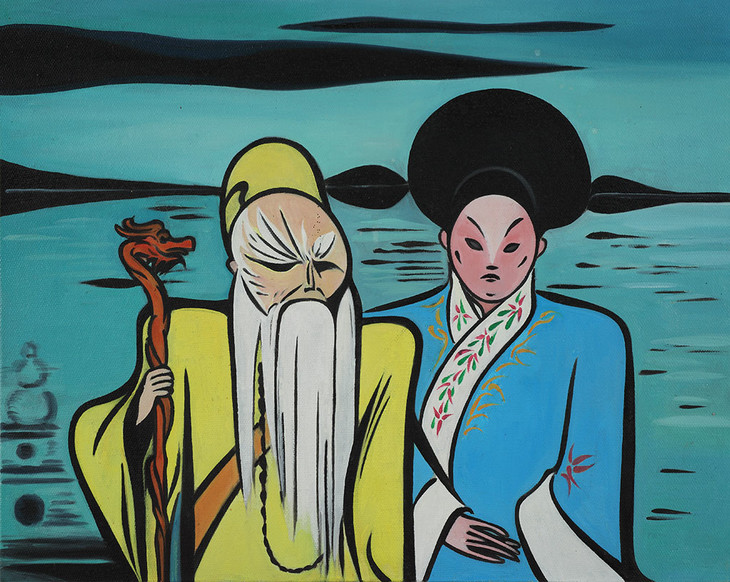 毛过油画作品《白蛇传》