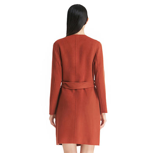 EITIE爱特爱女装秋冬通勤中长款修身双排扣纯色毛呢外套5514201 商品图3