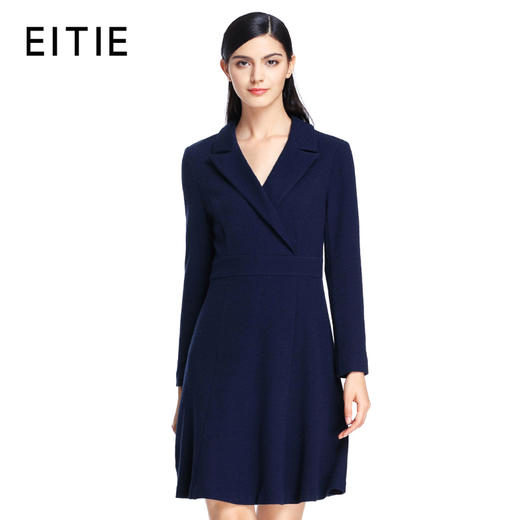 EITIE爱特爱女装春季西装领羊毛连衣裙修身显瘦A字裙5607362 商品图0