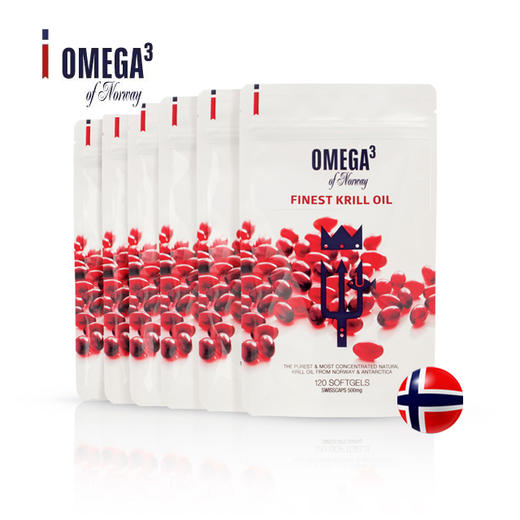 【挪威原装进口】皇家Omega³ 野生磷虾油 美颜胶囊 6x120粒/套 商品图0