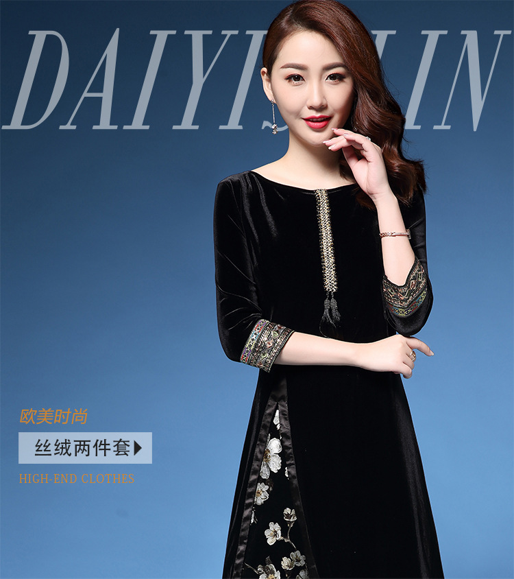 dy-0529气质端庄优雅金丝绒两件套