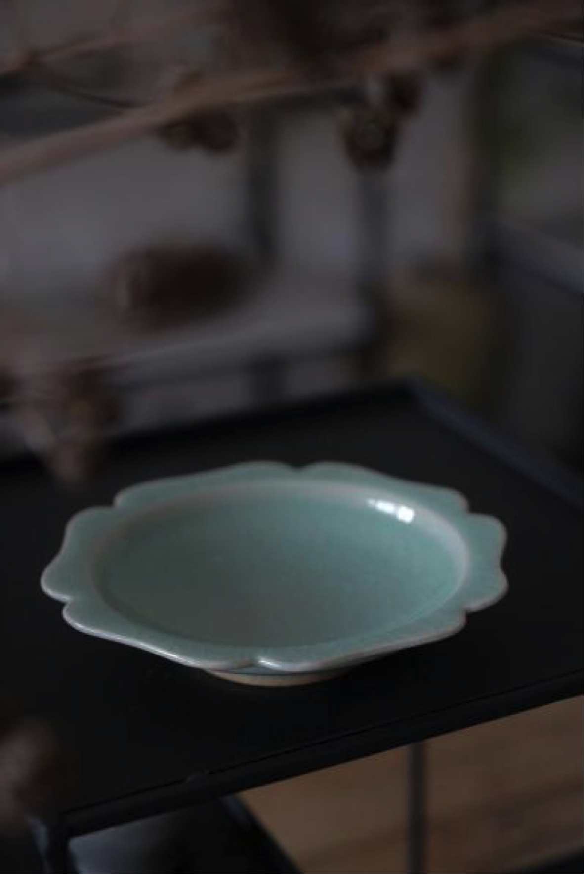 晓栋窑 ‘在梅边’ 花口盘 壶承