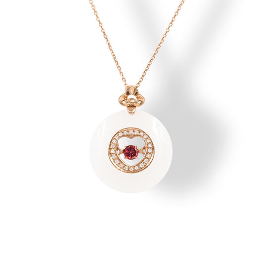 18k玫瑰金和田玉（白玉）心动系列吊坠 商品图4