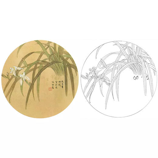 工笔花鸟白描底稿-喻继高-兰草小品-A392 商品图0
