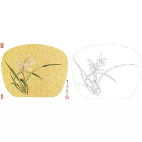 工笔花鸟白描底稿-任重-花卉兰花小品-XV17