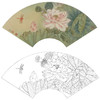 工笔花鸟白描底稿-荷花扇面小品-A340 商品缩略图0
