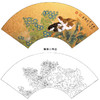 工笔花鸟白描底稿-王东兴-菊花扇面小品《雏菊小鸡图》-多种白描尺寸可选-A334 商品缩略图0