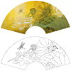 工笔花鸟白描底稿-荷花扇面小品-A360 商品缩略图0