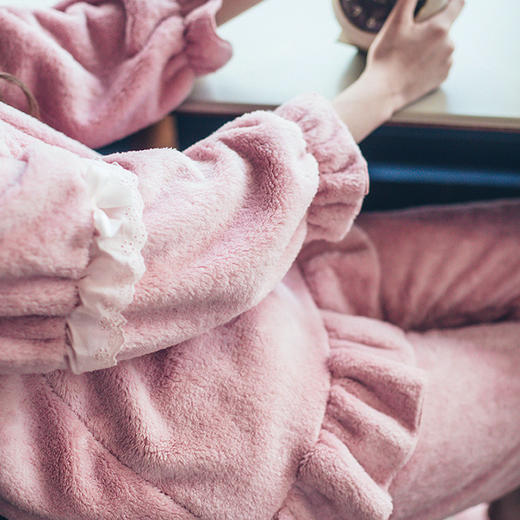 【睡衣女】冬天加厚珊瑚绒睡衣女长袖保暖法兰绒公主毛绒甜美可爱家居服套装 商品图4