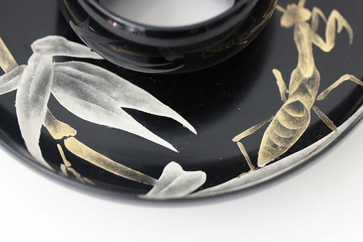 逐物漆器大漆盏托天目台建盏手工茶托莳绘晕金工艺