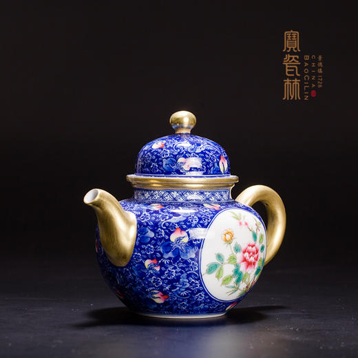 珐琅彩青花福寿开光花卉纹掇球壶（已停产） 商品图2