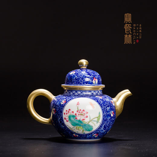 珐琅彩青花福寿开光花卉纹掇球壶（已停产） 商品图1