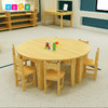 幼儿园松木六人桌实木桌子环保漆圆角设计松木桌椅 商品缩略图5