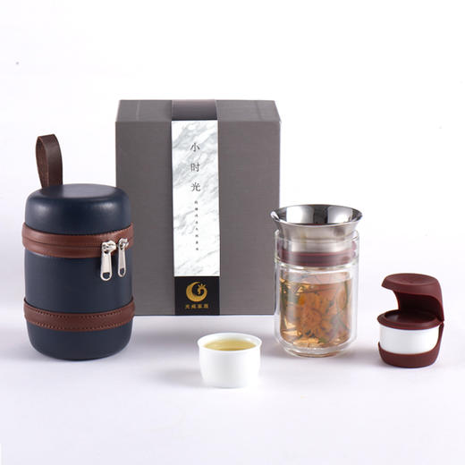 小时光便携旅行功夫茶具套装 一壶二杯快客杯迷你耐热玻璃杯子【D】 商品图3