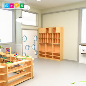 幼儿园定制款儿童衣橱松木多功能衣帽柜 鞋柜一体实木衣帽间家具