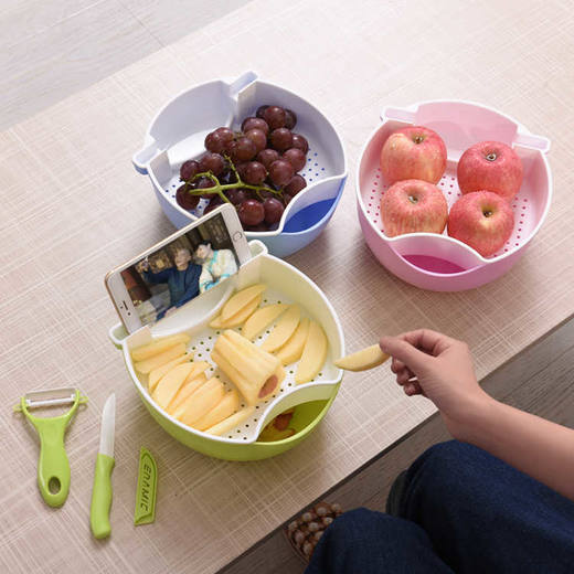 【懒人创意水果盘】吃瓜子神器 双层设计带手机支架 商品图4