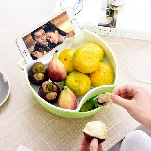 【懒人创意水果盘】吃瓜子神器 双层设计带手机支架 商品图3