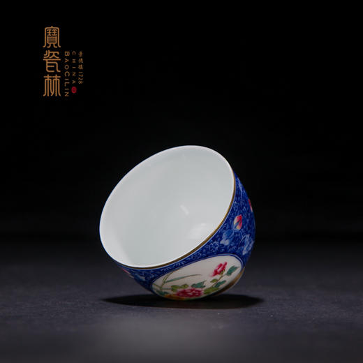 宝瓷林珐琅彩青花福寿开光花卉纹杯（已停产） 商品图4