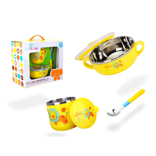 宝啦防烫不锈钢儿童餐具三件套礼盒（适合2-3岁宝宝 商品图2