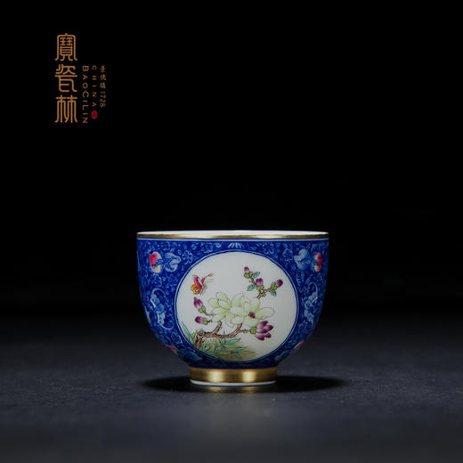 宝瓷林珐琅彩青花福寿开光花卉纹杯（已停产） 商品图2