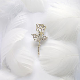  沙仑玫瑰  / 925银胸针【定制：7-15天】 ○ 箭儒工房