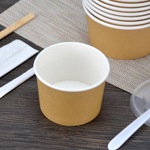 喇叭花390/500ml一次性纸碗带盖加厚纸碗汤碗粥碗麻辣烫碗1000套 商品图1